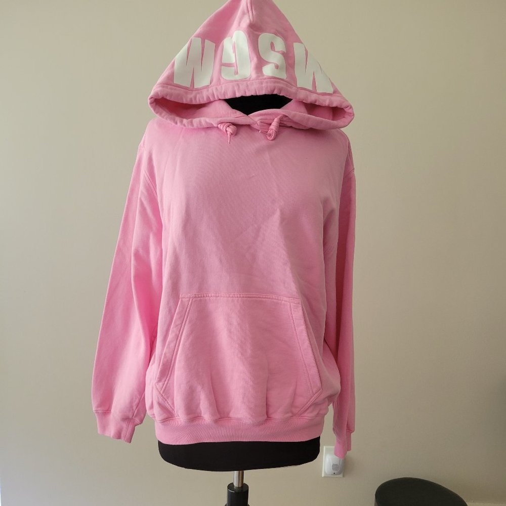 M.S.G.M. Logo print pink cotton oversized hoodie